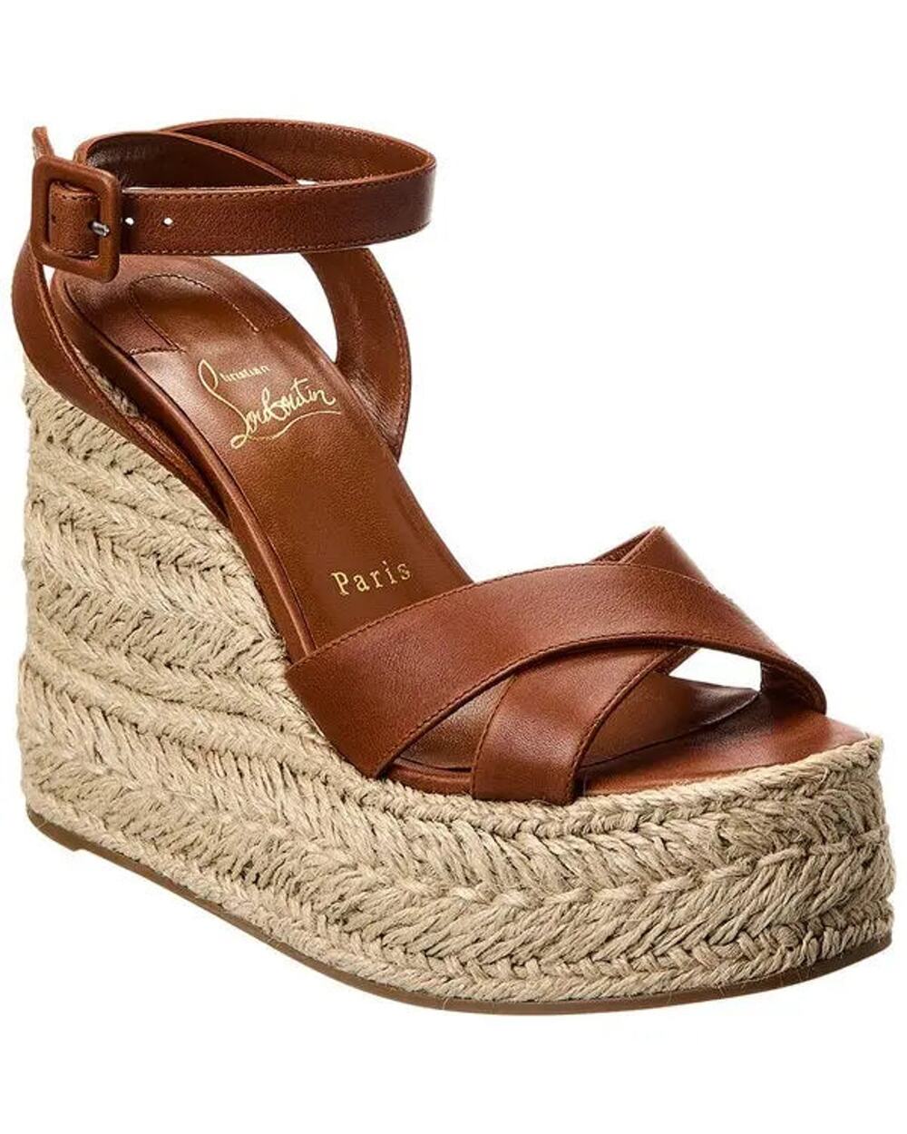 NWOT Christian Louboutin Mariza Zeppa Leather Espadrille Wedge Sandals EU 40